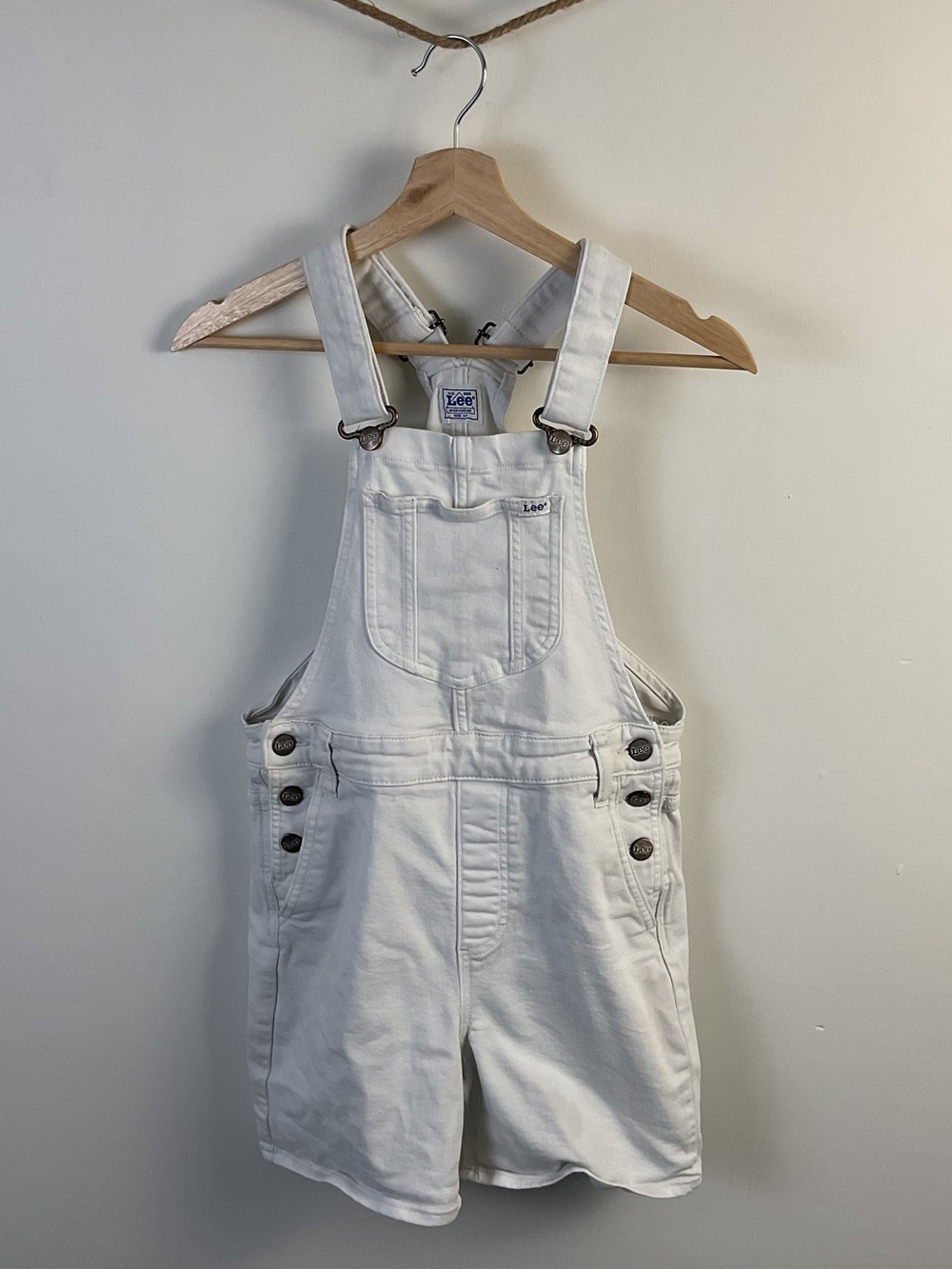 Lee White Denim Short Overalls Romper